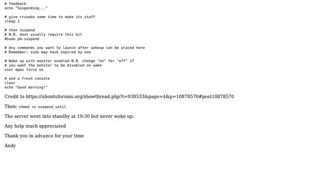Ubuntu: RTCWake doesn't wake Ubuntu Server смотреть онлайн
