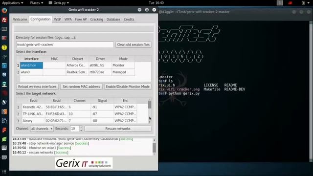 Wi Fi Hacking tool Gerix with Kali linux. смотреть онлайн