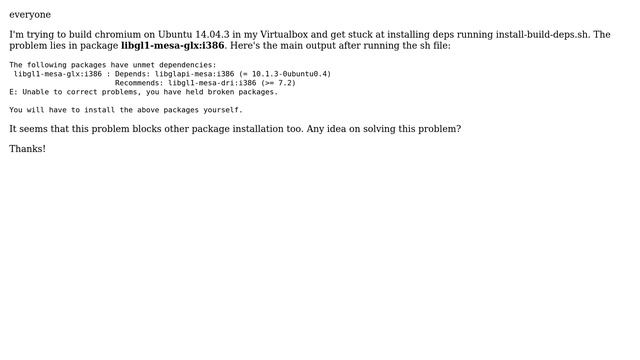 Unix & Linux: Chromium deps install problem on libgl1-mesa-glx:i386 смотреть онлайн