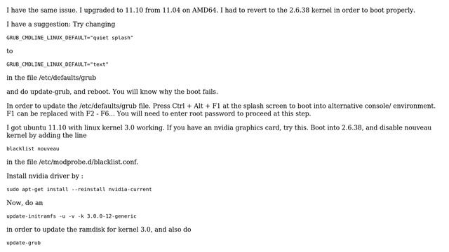 Ubuntu: Ubuntu doesn't boot when selecting linux 3.0 смотреть онлайн