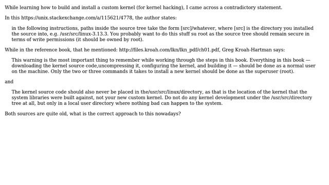 Unix & Linux: Is /usr/src a valid location for a custom kernel? смотреть онлайн