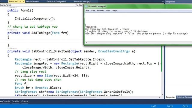 [Winform C#] TabControl: How to Create close button. Thêm form vào tabPage. смотреть онлайн