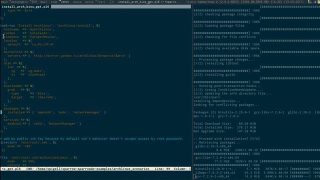 Install Archlinux via sparrowdo scenarios смотреть онлайн