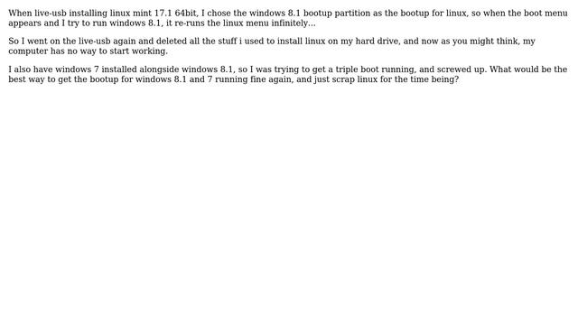 Tried installing Mint 17.1 64bit, deleted Windows 8.1 boot partition when I overwrited it with... смотреть онлайн