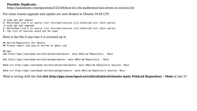 apt-get upgrade and apt-get update are now broken for me in 10.04 смотреть онлайн
