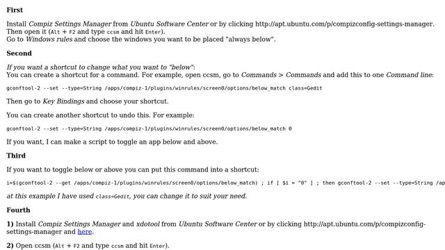 Ubuntu: Is there any "always below" option for the windows, like the "always on top" one? смотреть онлайн