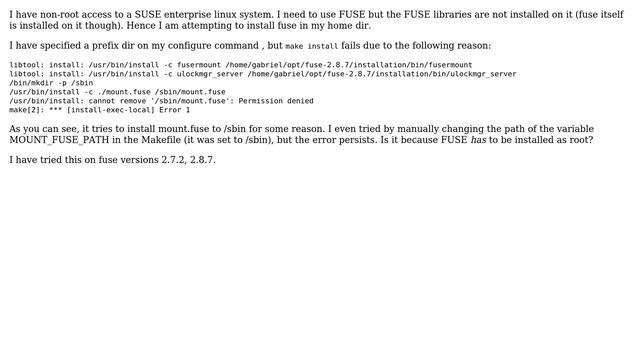 Fuse installation issue: "cannot remove `/sbin/mount.fuse': Permission denied" (2 Solutions!!) смотреть онлайн