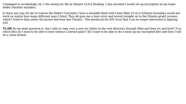 Accidentally rm -r the wrong etc folder... Help? смотреть онлайн