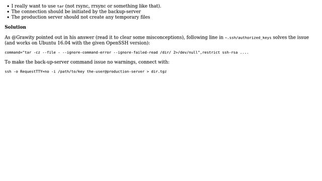 Why does my tar via ssh (command via authorized_keys) corrupt the archive? смотреть онлайн