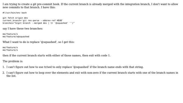 Unix & Linux: Check if current branch is in newline delimited list смотреть онлайн