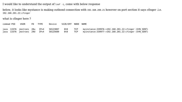 DevOps & SysAdmins: What is role of cfinger in below output of lsof -i смотреть онлайн