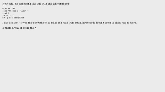 Unix & Linux: SSH to server, execute commands and give control back to user смотреть онлайн