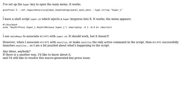 Ubuntu: Can I set up two key-bindings to launch the Main Menu? ... specifically: Alt+F1 and Super смотреть онлайн