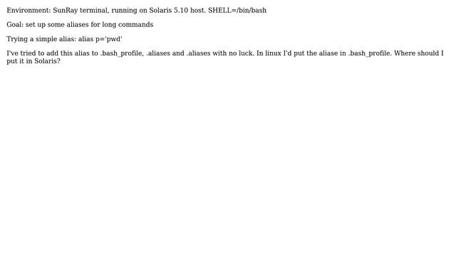 Unix & Linux: How can I set up aliases using bash in Solaris 5.10? смотреть онлайн