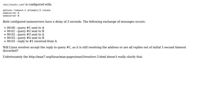 Does linux accept a DNS reply that comes after configured timeout if it is in the middle of the... смотреть онлайн