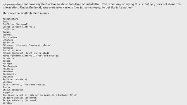 Get the list of installed packages with install time, date and vendor details with dpkg-query... смотреть онлайн