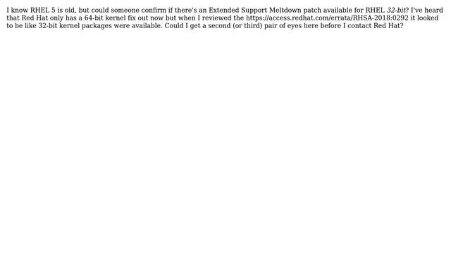 Unix & Linux: Is a kernel patch available for 32-bit instances of RHEL 5? смотреть онлайн
