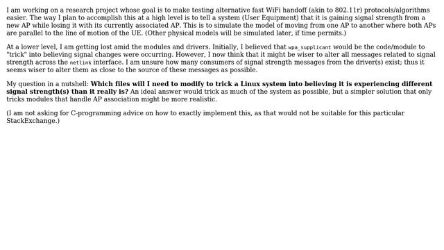 Unix & Linux: Simulating Signal Strength Changes to wpa_supplicant смотреть онлайн