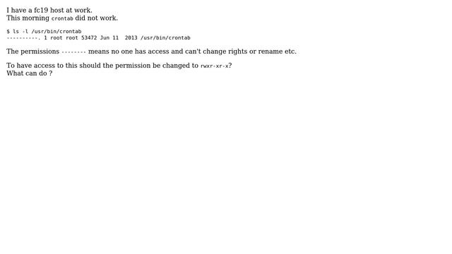 Unix & Linux: Crontab permission problem смотреть онлайн