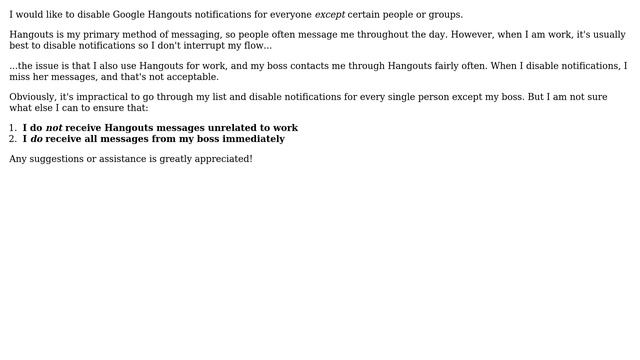 Unix & Linux: Disable Google Hangouts notifications for everyone EXCEPT certain people or groups? смотреть онлайн
