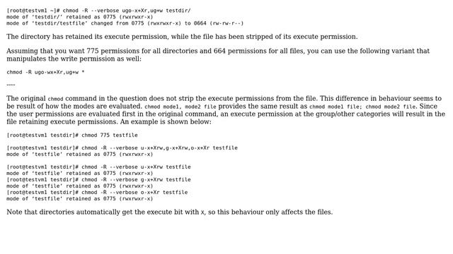 Unix & Linux: Adding execute for specific users and groups on folders and remove it from files смотреть онлайн