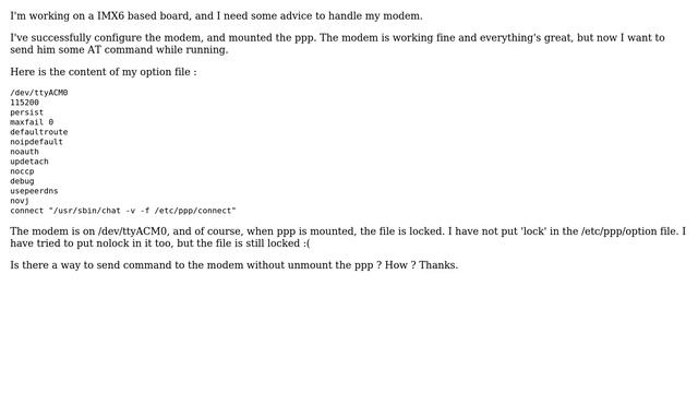 Unix & Linux: Sending command to an already mounted modem смотреть онлайн