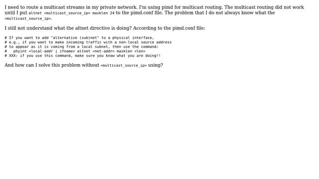 DevOps & SysAdmins: altnet parameter into pimd.conf file смотреть онлайн