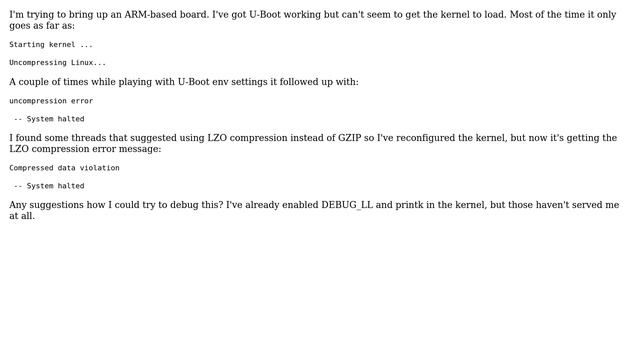 Unix & Linux: Kernel booting stops right after "Uncompressing Linux..." смотреть онлайн