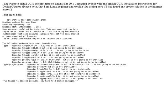 GIS: Can't install QGIS on Linux / "E: broken packages" смотреть онлайн