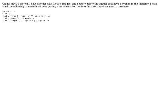 Unix & Linux: Delete files in a directory that have a hyphen in the filename смотреть онлайн