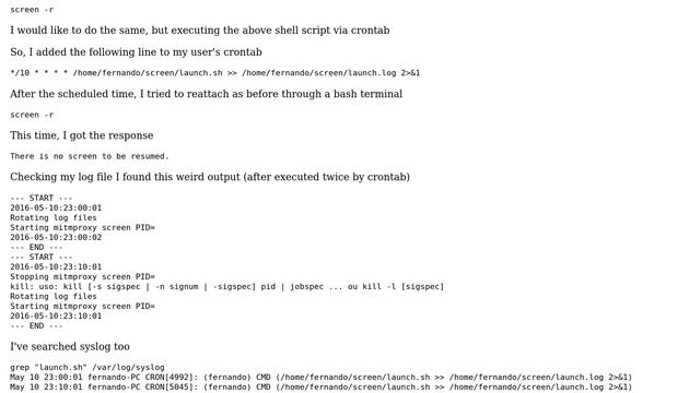 How to start a screen session from a shell script using crontab and then reattach to it? смотреть онлайн