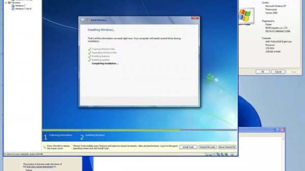 Installing Windows 7 x64 SP1 VM on Windows XP RTM (Version 2002) x86?!