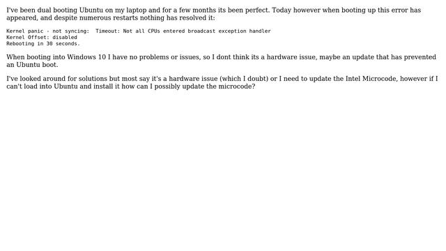 Unix & Linux: Not all CPUs entered broadcast exception handler Kernel Error смотреть онлайн