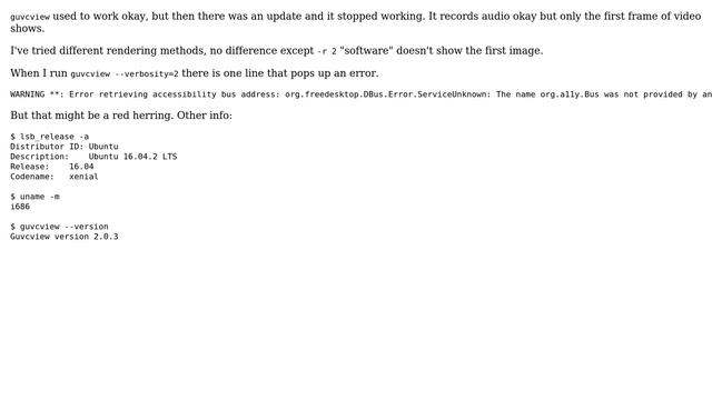 Unix & Linux: guvcview records audio but only first frame of video смотреть онлайн