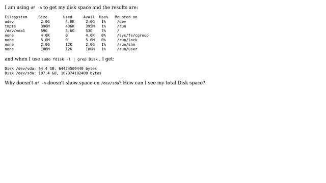Ubuntu: df -h doesn't show /dev/sda смотреть онлайн