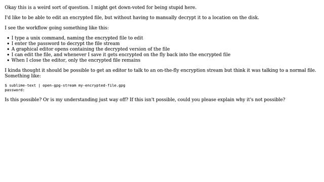 Edit a file through an on-the-fly encryption stream in Unix смотреть онлайн