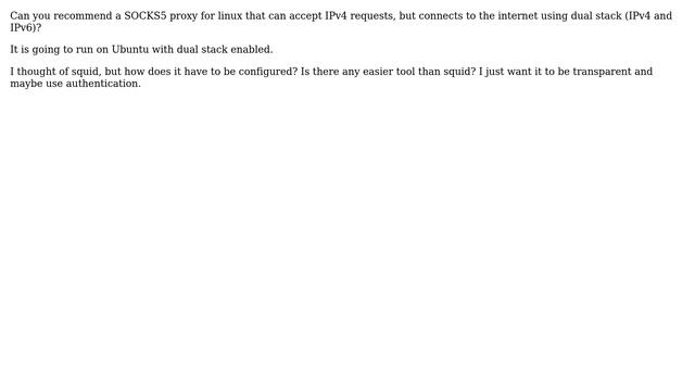 Transparent SOCKS5 proxy for linux using dual stack IPv4 and IPv6 смотреть онлайн