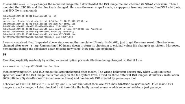 `mount -o loop` changes mounted ISO image file смотреть онлайн