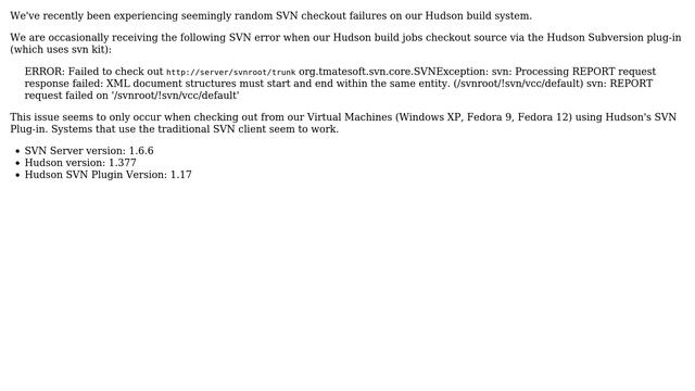 Unix & Linux: Odd SVN Checkout failures occur frequenctly on VMWare virtual machines смотреть онлайн