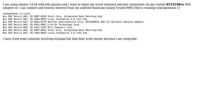 Ubuntu: Share Wired Ethernet Internet Connection via Wifi Adapter to Connect from Android смотреть онлайн