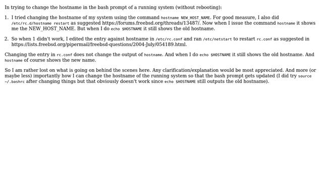 Difference between commands ＞hostname and ＞echo $HOSTNAME and the entry hostname in /etc/rc.conf... смотреть онлайн