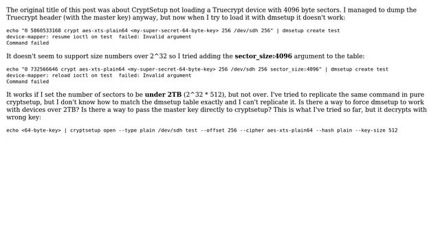 Unix & Linux: dmsetup doesn't work with drives over 2TB смотреть онлайн