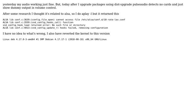 Unix & Linux: Debian dummy output alsa hooks failed смотреть онлайн