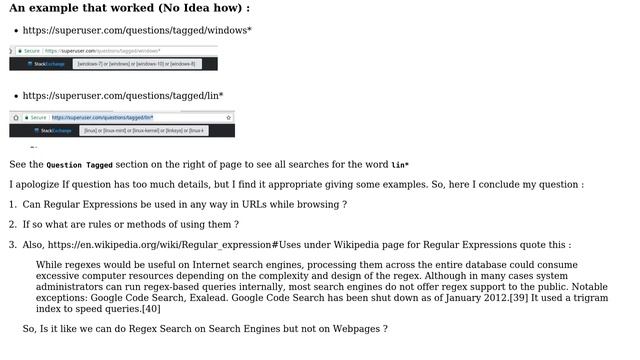 Unix & Linux: Can Regular Expressions be used in URLs while browsing? смотреть онлайн