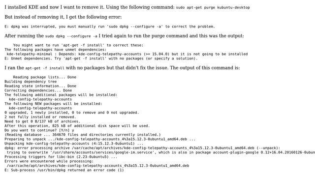 Ubuntu: Uninstall kubuntu-desktop error смотреть онлайн