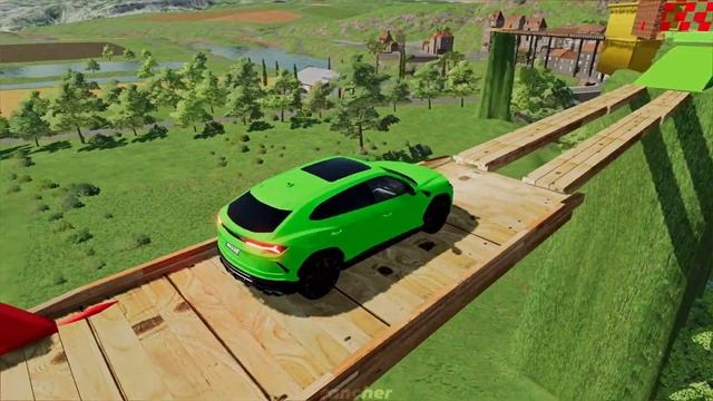 TRANSPORTATION OF COLORED LAMBORGHINI URUS WITH COLORED TRACTORS & DEATHRUN - Farming Simulator 202 смотреть онлайн