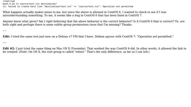 Unix & Linux: Hard link permissions behavior different between CentOS 6 and CentOS 7 смотреть онлайн