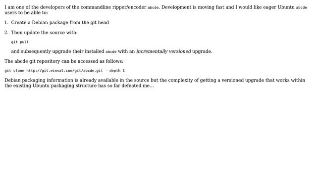 Ubuntu: How to create a Debian package for the development version of abcde? смотреть онлайн