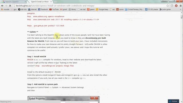 CS101 Codeblocks and Opencv installation video смотреть онлайн