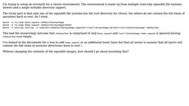 Unix & Linux: How to mount overlayfs where lower has child mounts? смотреть онлайн
